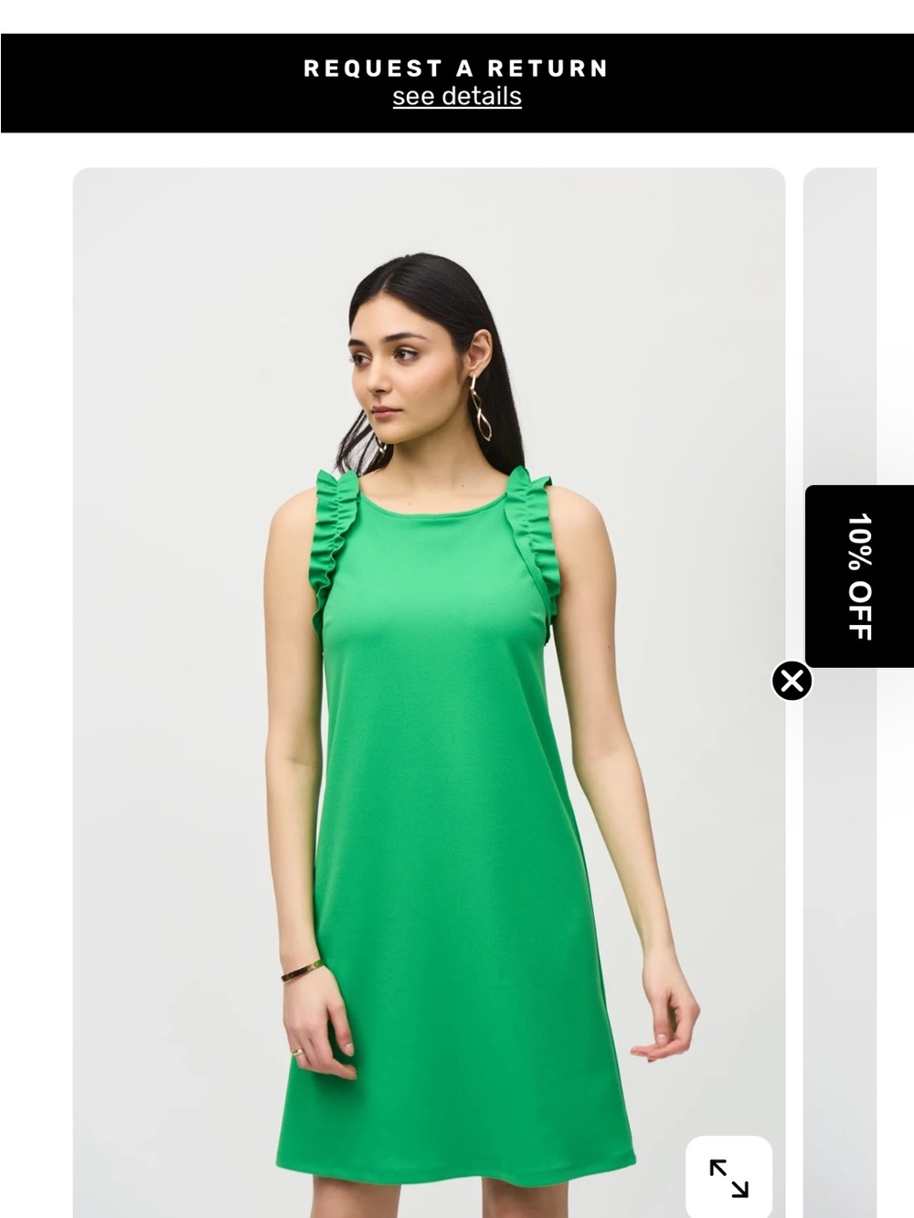 Joseph Ribkoff Emerald Green Ruffle-Shoulder Shift Dress